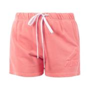 Katoenen shorts met elastische tailleband en logodetails Autry , Pink ...