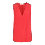 Satijnen V-hals mouwloze top Jucca , Orange , Dames