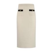 Jewel Applique Alpaca Midi Rok Alessandra Rich , White , Dames