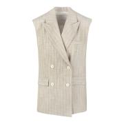 Gestructureerd dubbelbreasted vest met V-hals Jucca , Beige , Dames