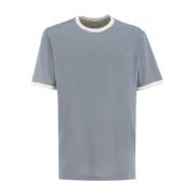 Katoenen Crew-neck T-shirt met Stijlvol Contrast Eleventy , Blue , Her...