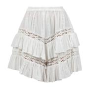 Gerimpelde Creponne Shorts met Kantinzetten Jucca , White , Dames