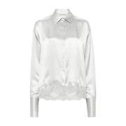 Lichtgrijze Zijden Blouse Satijnen Afwerking Ermanno Scervino , Gray ,...