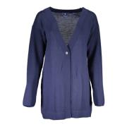 Blauwe Cardigan met Lange Mouwen en Logo Gant , Blue , Dames