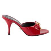 Rode Lakleren Bow Hiel Muiltjes Versace , Red , Dames