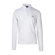 Lange mouw polo shirt in katoenmix Armani Exchange , White , Heren