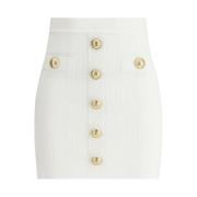 Geribbelde Minirok met Geperforeerde Details Balmain , White , Dames