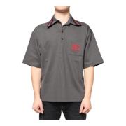 Grijze Geborduurde Polo T-shirt met Logo Dolce & Gabbana , Gray , Here...