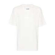 Witte Katoenen Ronde hals T-shirt Mannen Jil Sander , White , Heren