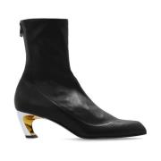 Zwarte en zilveren enkellaarzen Alexander McQueen , Black , Dames