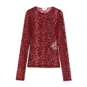 Luipaardprint Top Rood Zwart Alexander McQueen , Red , Dames