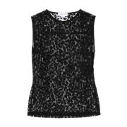 Luipaardprint Mouwloze Top Zwart Alexander McQueen , Black , Dames