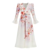 Witte Bloemen Midi Jurk Ciara Zimmermann , White , Dames