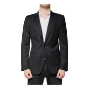 Zwarte Wol Formele Blazer Slim Fit Dolce & Gabbana , Black , Heren