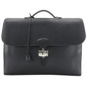 Pre-owned Leather briefcases Hermès Vintage , Black , Heren