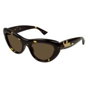 Cat Eye Zonnebril in Havana Tortoise Bottega Veneta , Brown , Unisex