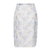 Heldere Blauwe Bloemenpotloodrok Prada , Blue , Dames