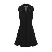 Mini Jurk met Hoge Kraag en Gerimpelde Zoom Ganni , Black , Dames