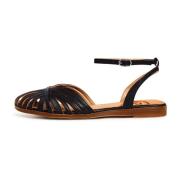 Leren platte zool sandalen - Zwart Cesare Gaspari , Black , Dames