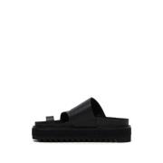 Zwarte leren slide sandalen Y-3 , Black , Dames