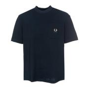 Casual T-shirt met logostiksels Fred Perry , Blue , Heren