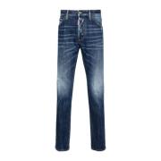 Slim Cut Distressed Denim Jeans Dsquared2 , Blue , Heren