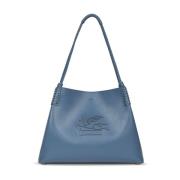 Heldere Blauwe Tote Tas met Patch Etro , Blue , Dames