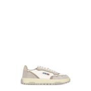 Beige Leren Sneakers met Ademende Details Autry , Beige , Heren