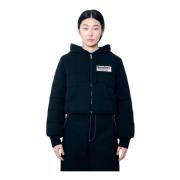 Gewatteerde Hoodie met rits Moncler , Black , Dames