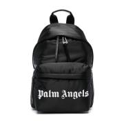 Zwart Logo Print Rugzak Palm Angels , Black , Heren