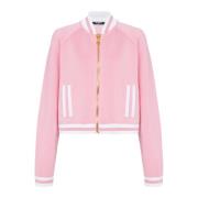 Geknipte gebreide varsity-jas met gestreepte details Balmain , Pink , ...