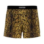 Gedrukte satijnen boxershort Tom Ford , Brown , Heren