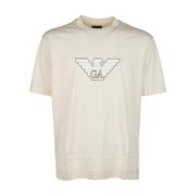 Casual Katoenen T-Shirt voor Mannen Emporio Armani , Beige , Heren