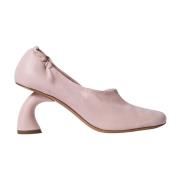 Gebogen Hak Leren Pumps Dries Van Noten , Pink , Dames