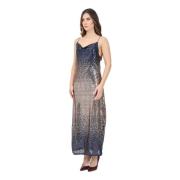 Zwarte Ombre Midi Jurk Elegant Vrouw Only , Multicolor , Dames