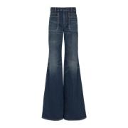 Wijd uitlopende denim jeans Balmain , Blue , Heren