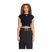 Cropped Baby Tee met Jean Paul Gaultier , Black , Dames