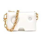 Stijlvolle Leren Tas Off White , White , Dames