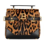 B-Buzz 23 tas in luipaard-effect leer Balmain , Brown , Dames