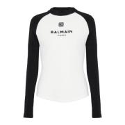 Retro PB bouclette jersey jumper Balmain , White , Dames