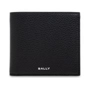 Leren portemonnee met logo Bally , Black , Heren