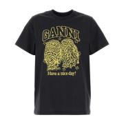 Slate Katoenen T-shirt Ganni , Black , Dames