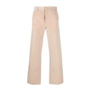 Beige Broek met Wijde Pijpen en Studs 424 , Beige , Heren