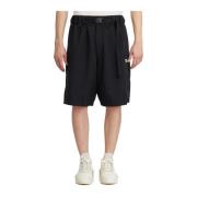 Wijde 3 Strepen Bermuda Shorts Y-3 , Black , Heren