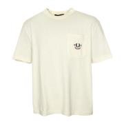 Casual T-shirt met logostiksels Fred Perry , Beige , Heren