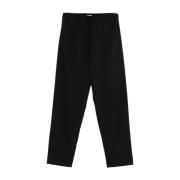 Zwarte Elastische Twill Viscose Wol Broek Forte Forte , Black , Dames