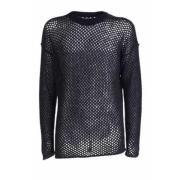 Zwarte Oversized Mesh Gebreide Trui Isabel Benenato , Black , Heren