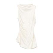 Mouwloze Beige Top met Mock Hals Alexander McQueen , White , Dames