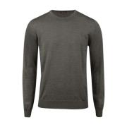 Groene Merinowol Crew Neck Sweater Stenströms , Green , Heren