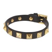 Lederen Studded Armband (8x8mm) Valentino Garavani , Black , Heren